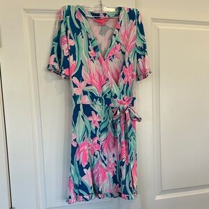 Lilly Pulitzer Vibrant Pink and Blue Romper Dress